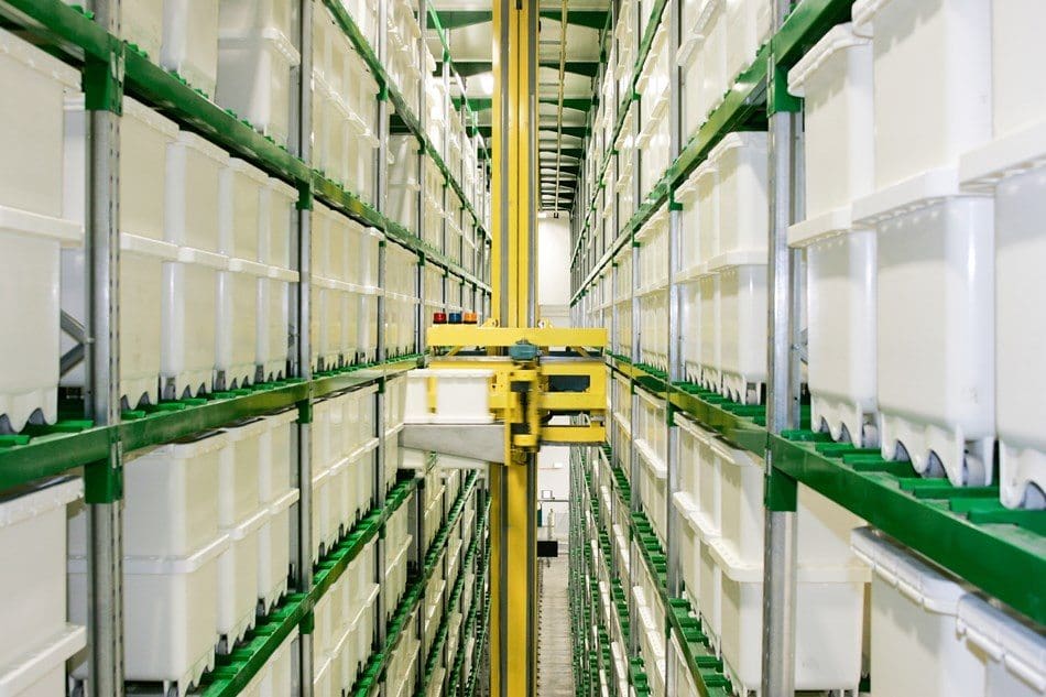 The primal handling system integrates with this fully automated capsule storage and retrieval system