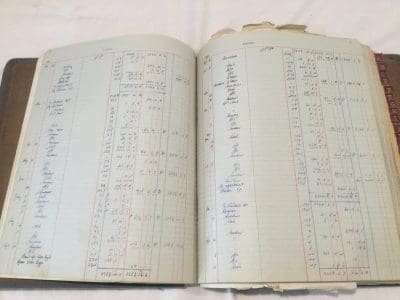 Sample of an old had-written ledger from Weribone Merino Stud from the 1920s