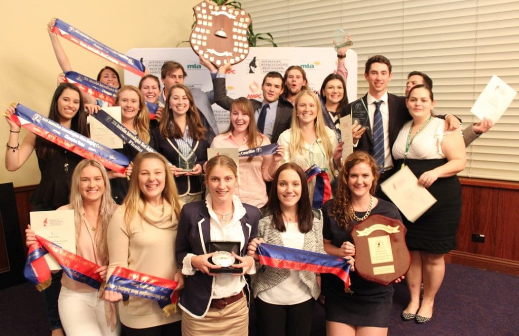 University of Queensland team members and coaches with their awards from this year's ICMJ competition