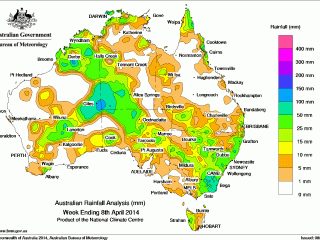 Weekly rain for the 7 days to 9am Tuesday. Click on map below article to view in large format.