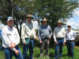 Field day presenters (left â?? right) â?? Paul Jones and Steven Bray (DEEDI), Colin Dunne (Sorrel Hills, Duaringa), Col Paton (EcoRich Grazing) and Peggy Rohan (DEEDI).  