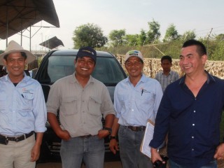 Santori vice president beef feedlots Guntur Pribadi (right) with members of the breedlot management team Amirsan Rocky, Kuncup Chandra Wijaya and Wayan Harse at Jabung.