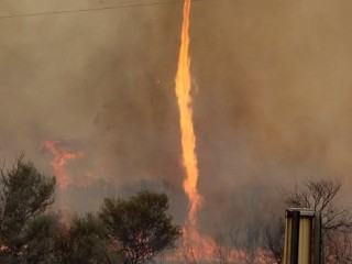 A fire tornado captured on camera by Belinda Eason near Thargomindah in western Queensland last weekend. Picture: Belinda Easton