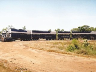 The Leeds' seven deck unit incorporates two 12.2m dog trailers hitched to a trailing B-double.