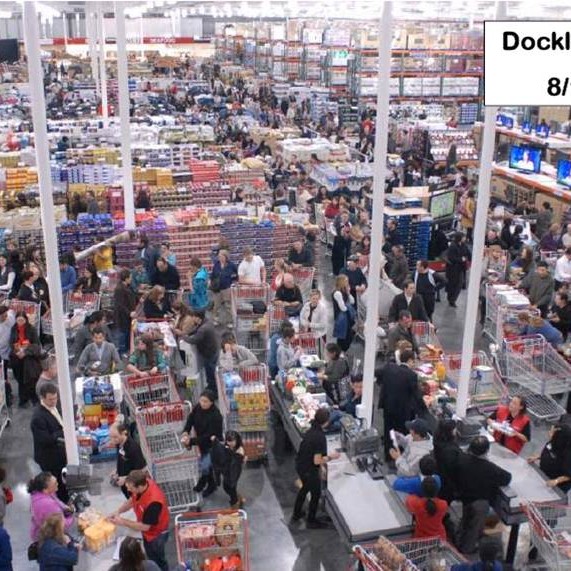 Checkout scene at Costco's Docklands outlet in Melbourne