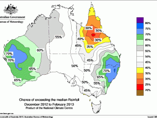 The national rainfall outlook for December to February. Click on image below story to view in larger format. 