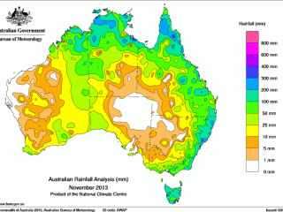 November rainfall across Australia.