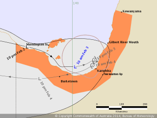 The forecast path of the Tropical Low currently in the Gulf of Carpentaria as of 10am today. Click on image below article to view in larger format.