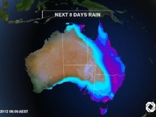 Where the Weather Channel expects rain to fall across Australia over the next eight days. 