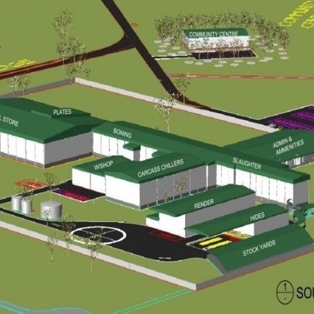 Design drawing of AA Co's Darwin export abattoir, now under construction