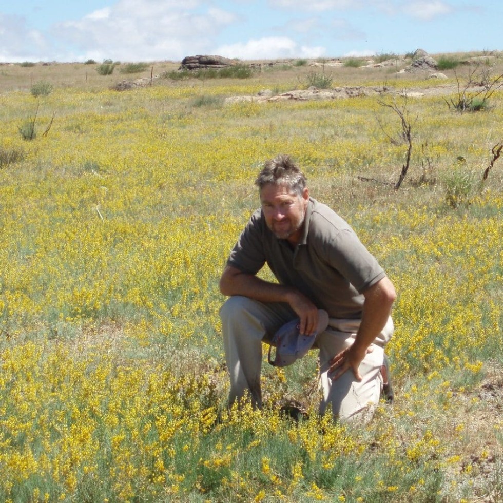 Professor John Howieson collects lebeckia legume species in South Africa. 