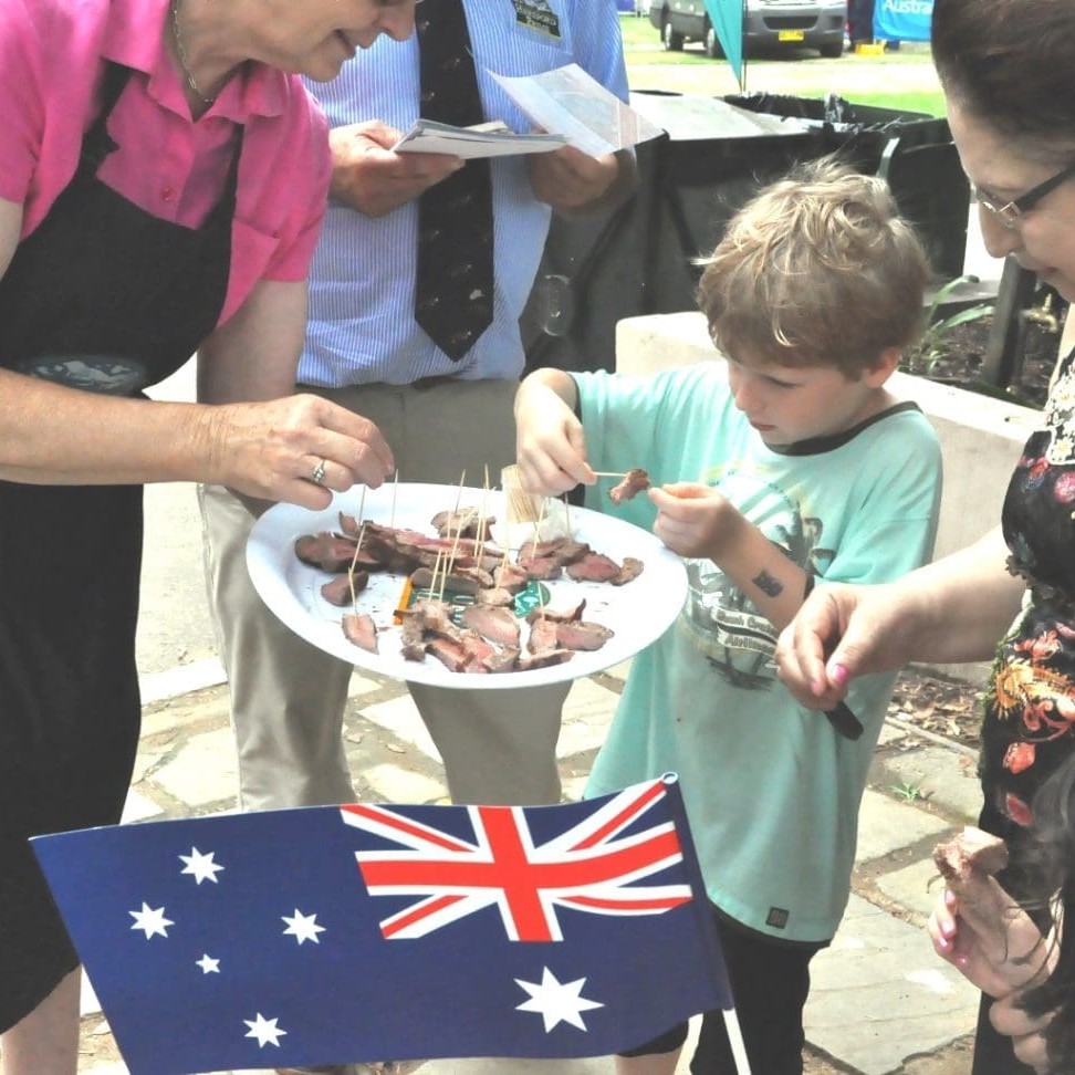 Members of the public sampling Hereford Prime Beef at last year's Sydney Australia Day gathering 