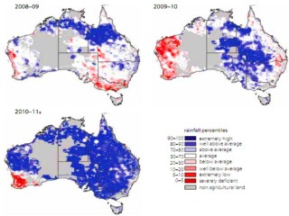 Australian rainfall percentiles 2008-2011. Click on image at bottom of story to view maps in larger format.