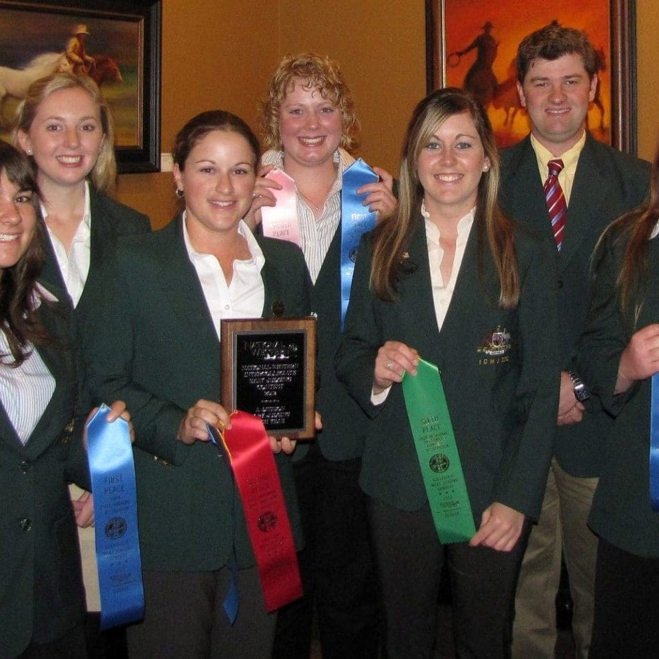 Pictured from left after the National Western competition awards, Claire Payne, Lucy Sheppard, Emma Heggarty (coach), Katelyn Braine, Naomi Hobson and Brad Robinson (coach).