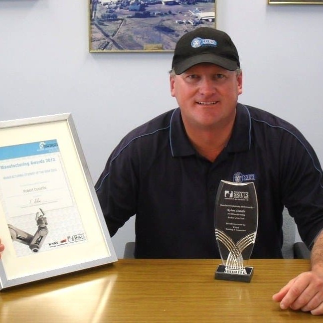 Bob Costello with his Manufacturing Student of the Year award, presented on Friday