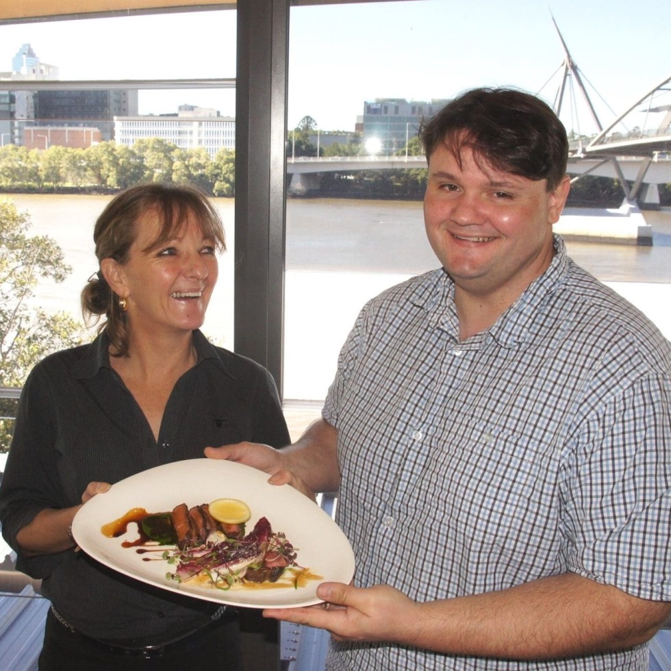 Top Cut's Lindy Graves and the Normanby Hotel's head chef Daniel Jones with one of the secondary cuts items prepared during the Masterpieces showcase