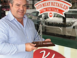 Kobe's Pete Cabassi with the 2011 RNA Red Meat Retail Innovation Award the business earned in August