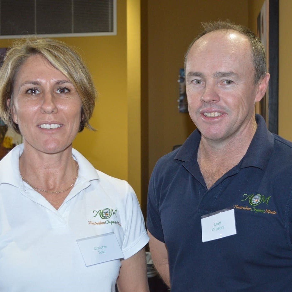 Simone Tully and Matt O'Leary from Australian Organic Meats during the Emerald forum