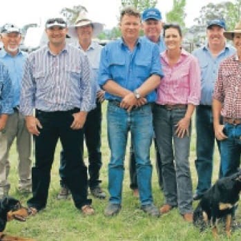 Matt Sherwood and top priced dog Marista Ric, Raymond Kniepp, Justin Dickens, Peter Hogan, Andrew Ross, Glen Curry, Sue Ross, Michael Oâ??Brien, Hamish Chandler and the second top priced dog The Ridge Miss and Shad Bailey.