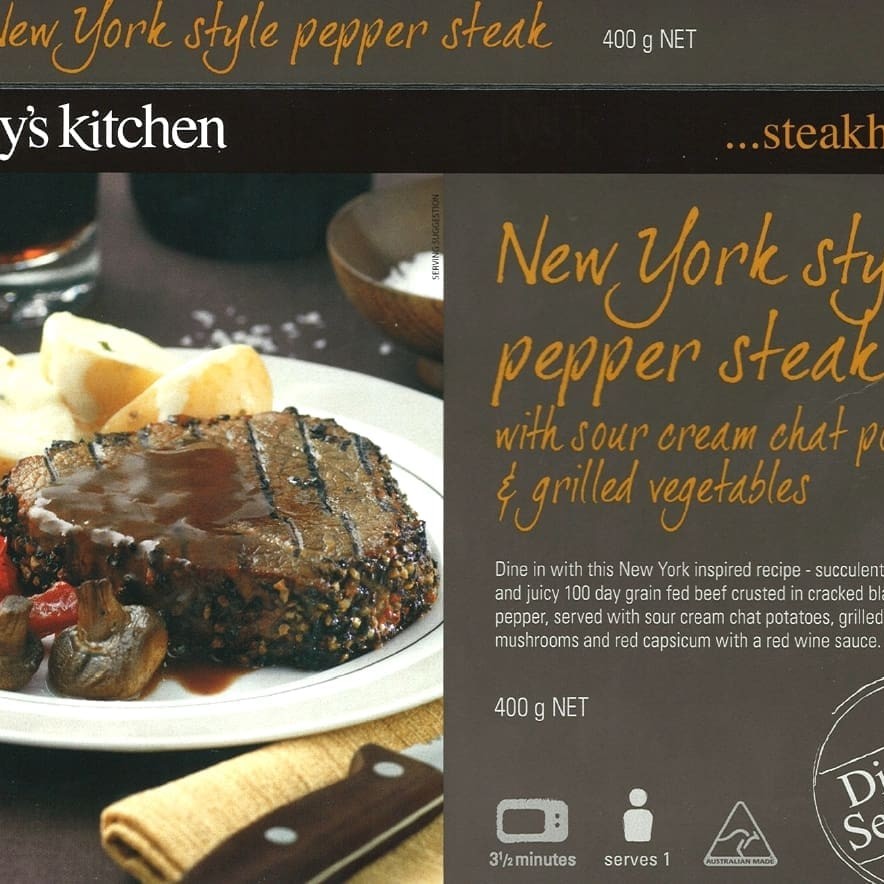 This Emily's Kitchen heat and serve steak meal sold in Woolworths stores ($9) is an example of the increasingly popular, restaurant quality heat and serve products using innovative packaging    