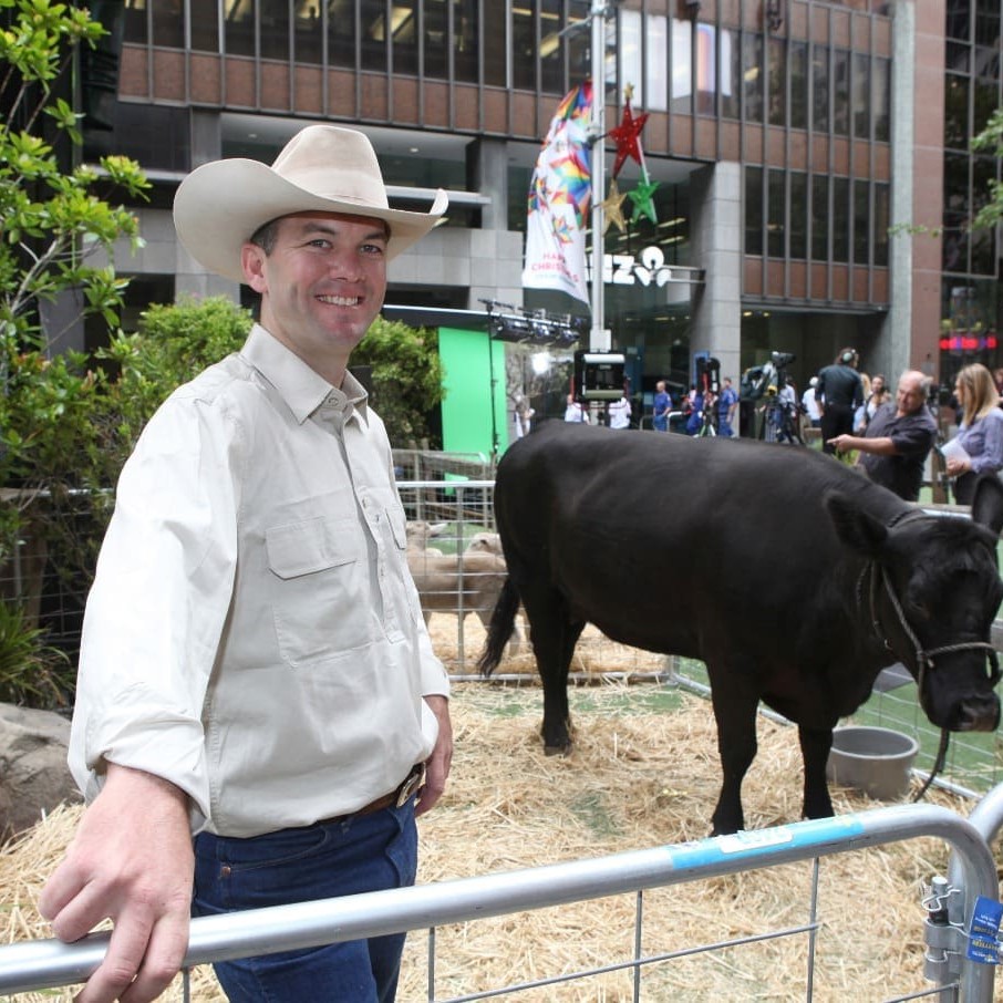 Katherine, NT cattleman Stewart Austin during the target 100 'Virtual Farm' awareness project in Sydney this morning