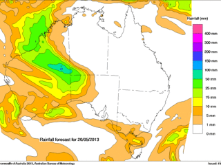 Monday's rainfall forecast