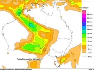 Tuesday's rainfall forecast