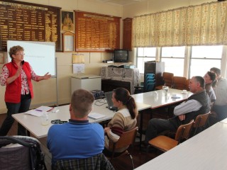 Georgie Somerset addresses the MLA and AgForce agvocacy workshop at Durong last Friday.