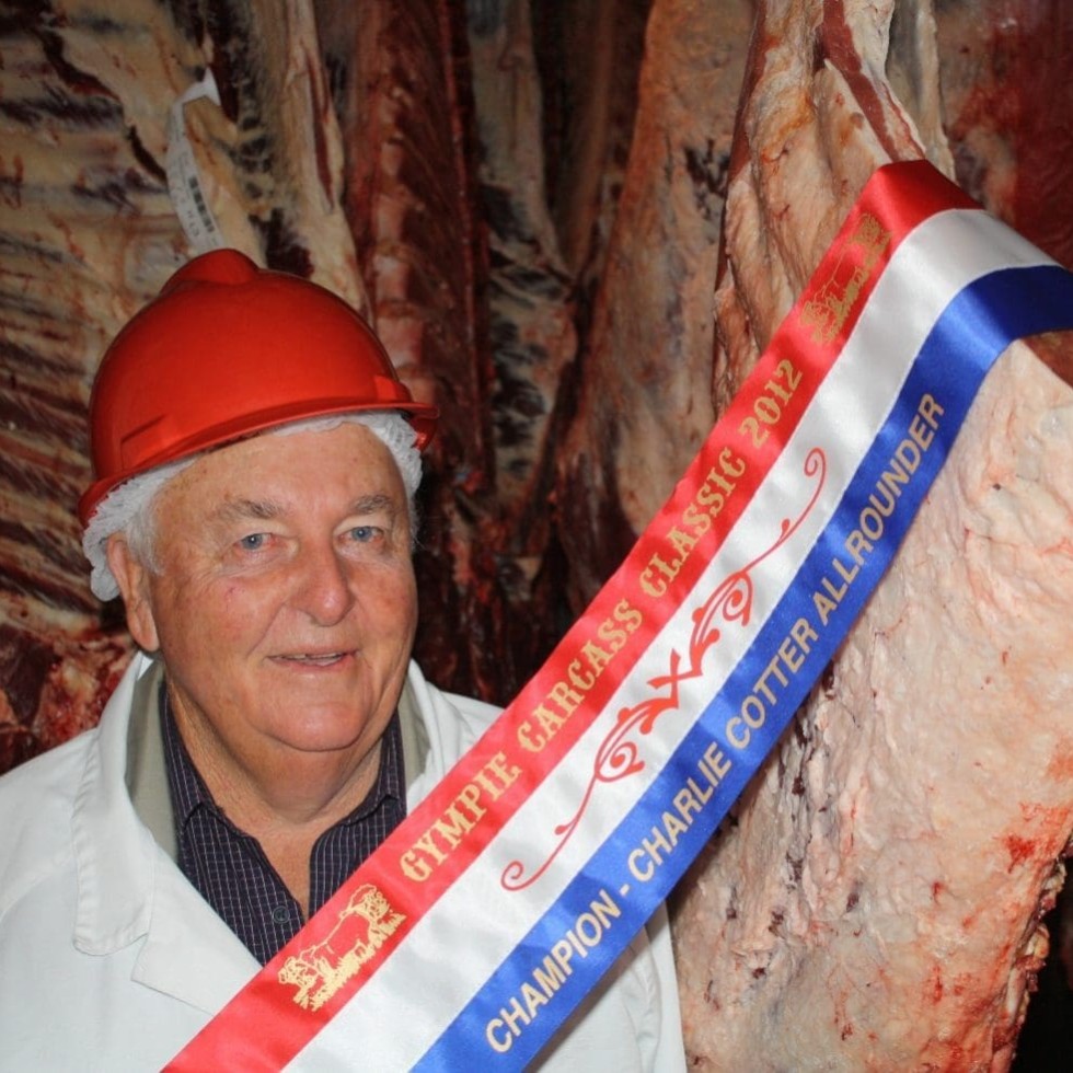 Neil McDonald from Rockdale Pastoral Co with his Gympie Carcase Classic Allrounder winner