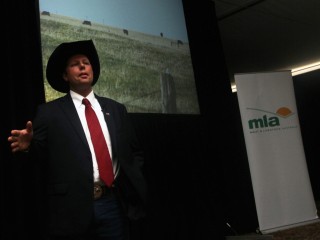 US cattle rancher Troy Hadrick at Meat and Livestock Australia's Meat Profit Day at Eidsvold on Tuesday.