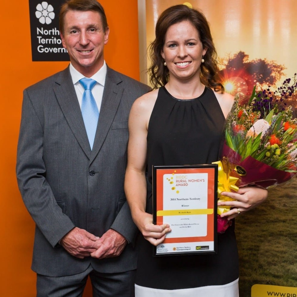 Minister Willem Westra van Holthe with the Rural Womens Award winner Dr Amelia Rentz. Photo: Digifilm Australia