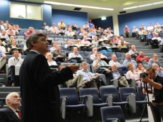 Dr Gabriel Bo addresses the international genetics conference at Beef 2012 yesterday. 