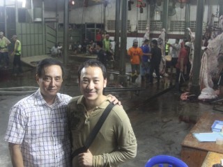Ignatius Adiwira (left), a sales manager for Indonesia's largest cattle importer Santori, with Jakarta abattoir owner Budiman Lukman.