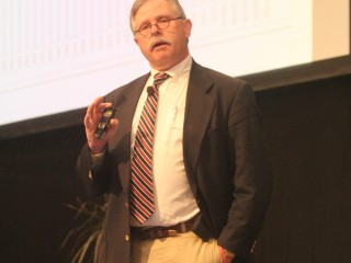 Rabobank US market analyst Don Close speaking at last Friday's NTCA conference in Alice Springs.