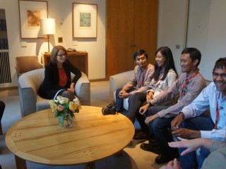 PM Julia Gillard meets with participants in the NTCA's Indonesia Australia Pastoral Industry Student Awareness Program in Canberra yesterday. 