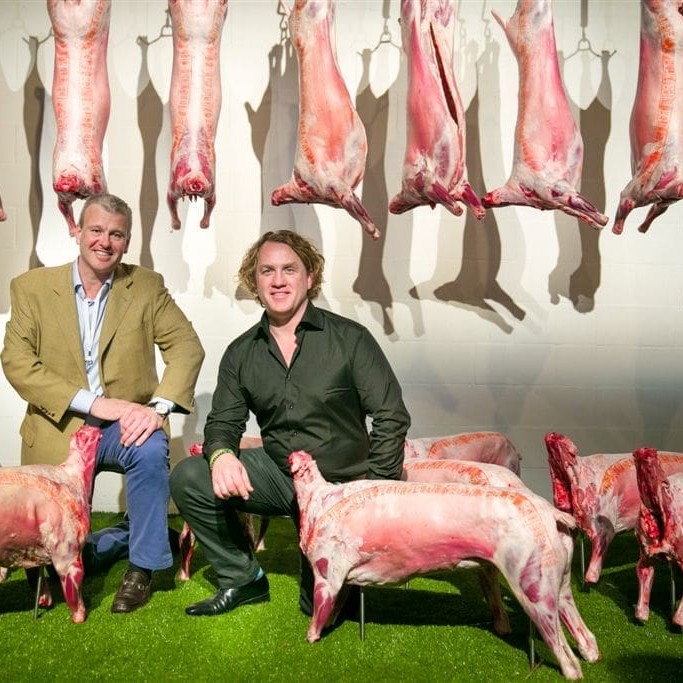 JBS Australia southern operations manager Sam McConnel and celebrity chef Adrian Richardson from Melbourne's La Luna Bistro during the program launch