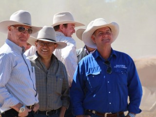 Member for Kennedy Bob Katter, Indonesian ambassador to Australia Nadjib Riphat Kesoema, and Gulf region cattle producers Russell Lethbridge, and Barry Hughes at Vanrook Station near Karumba earlier this year.