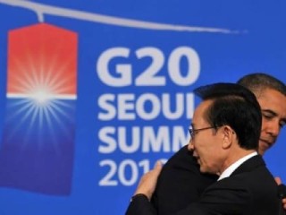 US president Barrack Obama and South Korean President Lee Myung-bak at last year's G20 summit in Seoul. Image: www.koreamattersforamerica.org
