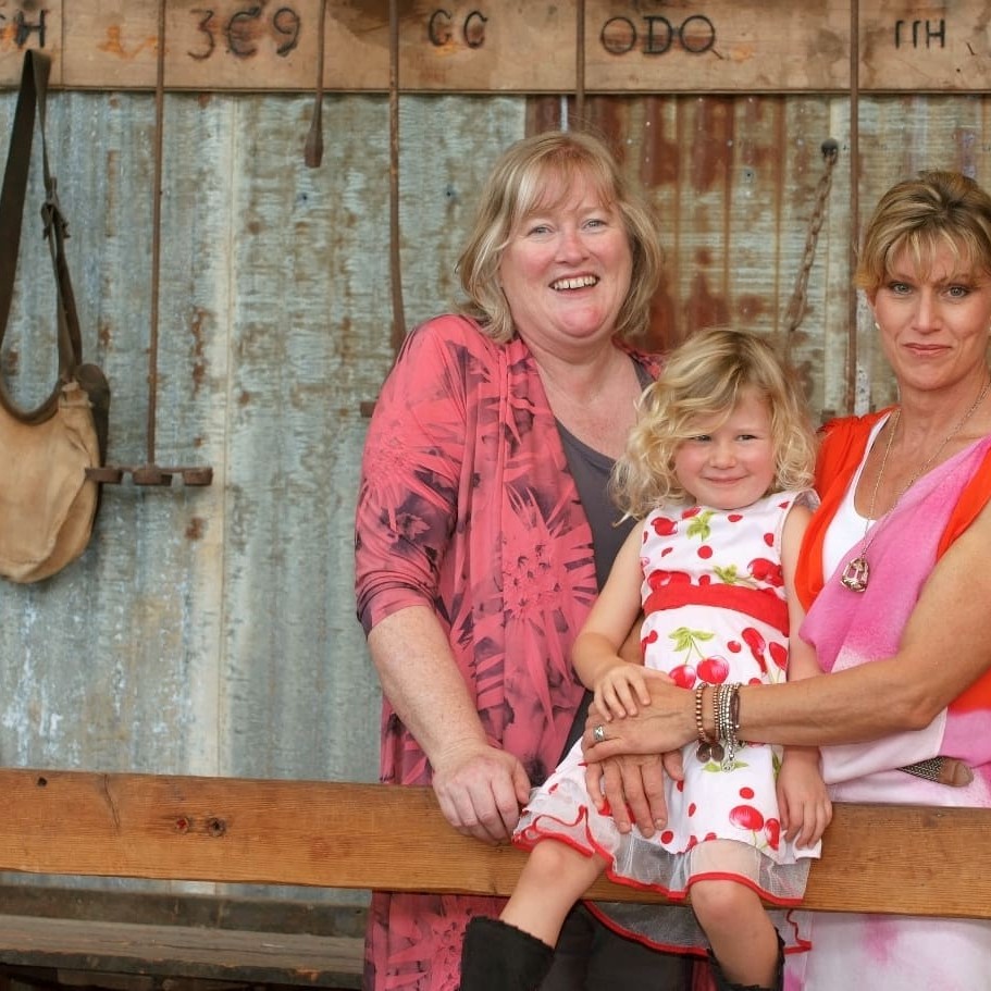 Author Liz Harfull with Catherine Bird 