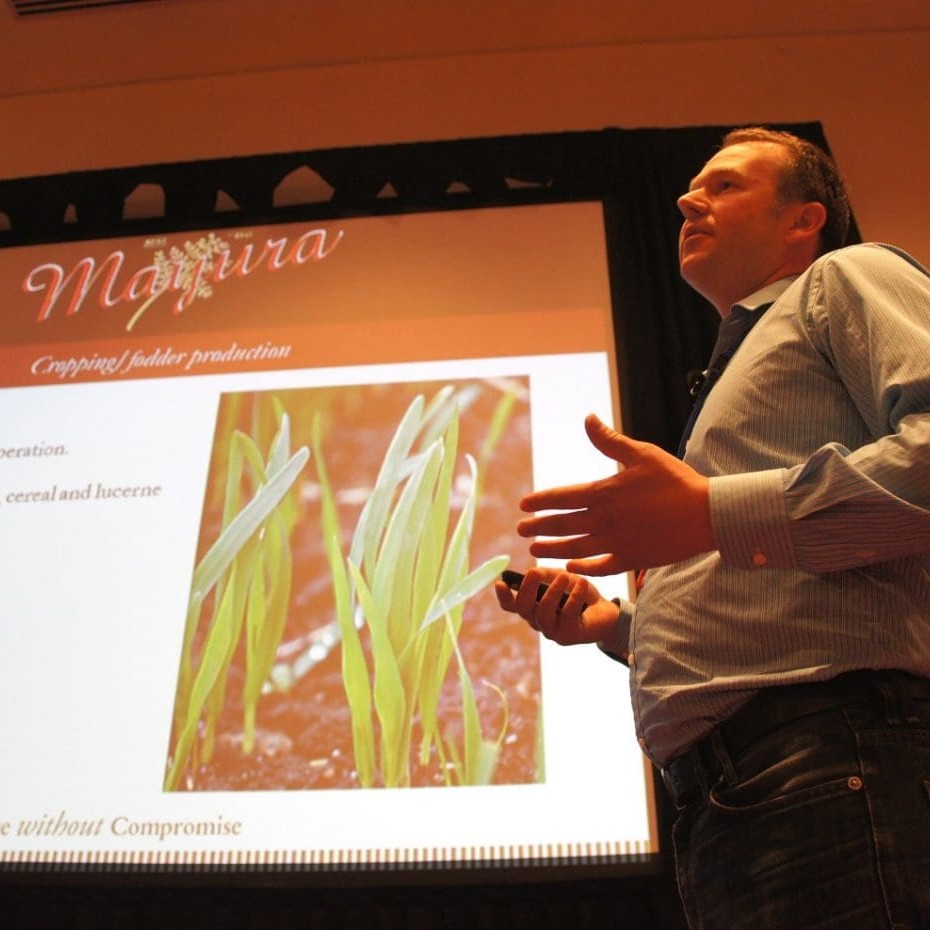 Mayura Station's Scott de Bruin presents during the recent Wagyu conference