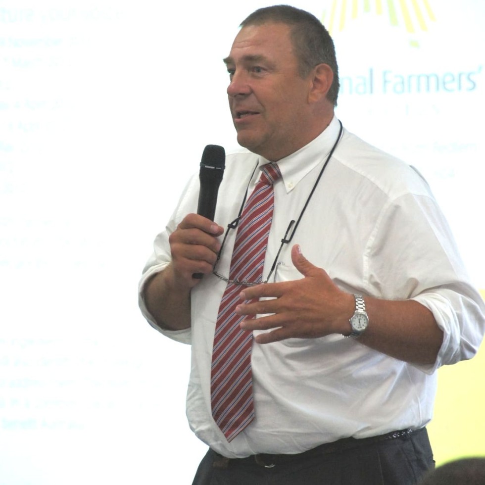 NFF president Jock Laurie speaking during the Rockhampton forum 