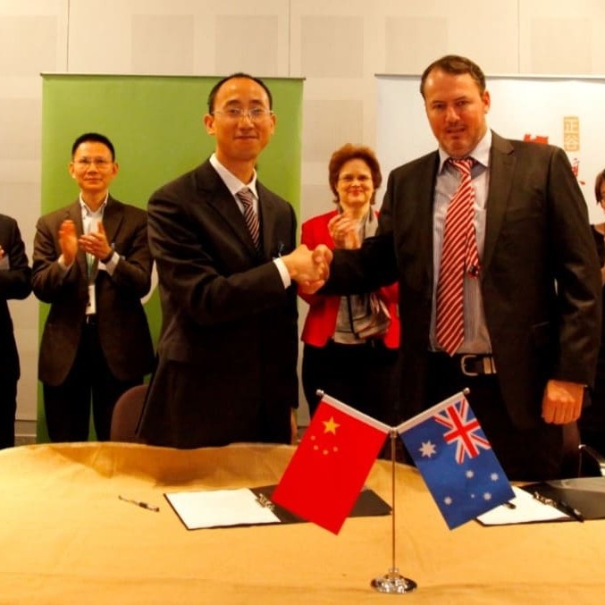 Arcadian's Alister Ferguson pictured with senior representatives of China's Organic & Beyond Corp,during the formal agreement ceremony in Beijing recently, paving the way for Australia's first certified Organic beef exports to China