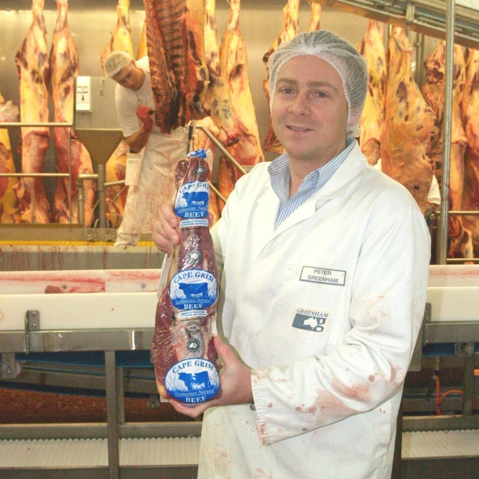 Peter Greenham with a tenderloin from one of Milton deJonge's steers destined for the Cape Grim program