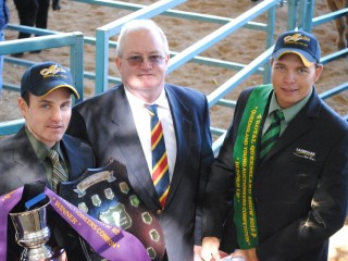 Qld young auctioneer competition winner, Brock Palmer of Michael Maguire and Co, Emerald; ALPA Chairman Brendan Wade; and runner up Bo Scoble of Landmark, Mareeba.