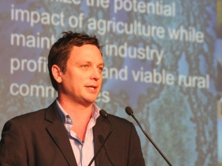 WWF Australia sustainability manager Rob Cairns addresses the Sustainable Beef roundtable seminar at Beef 2012. 