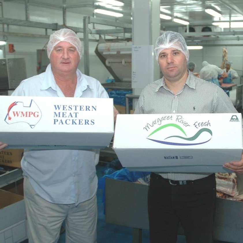 Rod Russell and CEO Andrew Fuda in WMPG's Osborne Park boning and packing facility