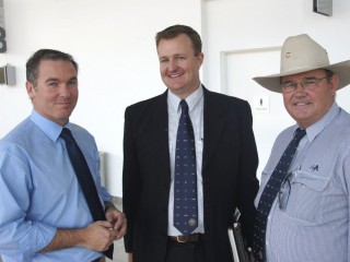 MLA managing director Scott Hansen with Troy Setter and Henry Burke from AA Co in Darwin yesterday. 