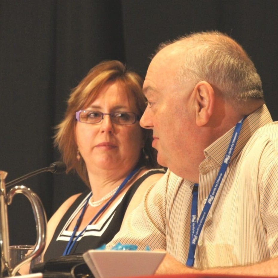 Sensory Solutions Jodie Hill and Paul Squires field questions about their survey at the recent AWA conference