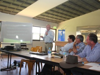 Dr Mark McGovern addresses the rural crisis forum in St George on Saturday.
