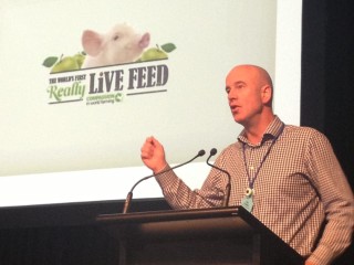 Cox Inall managing director Tim Powell addresses BeefWorx at Kerwee Feedlot yesterday.